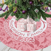 Rode Roze Bos Kerstmis Familienaam Rendier Fleece Kerstboom Rok