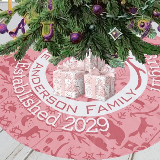 Rode Roze Bos Kerstmis Familienaam Rendier Fleece Kerstboom Rok