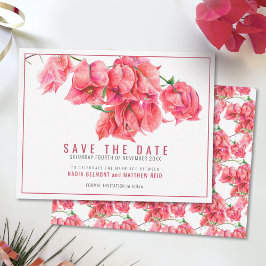 Rode roze bougainvillea bloemenkunst bruiloft save the date