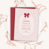 Rode Roze Bow Polka Dots Girly 1e verjaardag Kaart