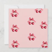 Rode & Roze Cherry Wavy Border Coquette Bow Bedankkaart (Achterkant)