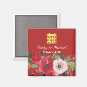 Rode roze Chinese bruiloft met dubbel geluk Magneet (Voorkant / Achterkant)