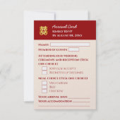 Rode roze chinese trouwpaspoortaankomst RSVP kaartje (Voorkant)