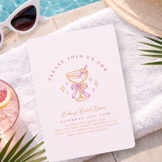 Rode Roze Cocktail Bruiloft Feest Boog Kaart