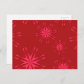 Rode, roze, coole trendmatige, moderne sterrenbloe briefkaart (Voorkant / Achterkant)