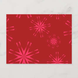 Rode, roze, coole trendmatige, moderne sterrenbloe briefkaart