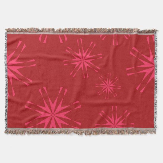 Rode, roze, coole trendmatige, moderne sterrenbloe deken (Voorkant)