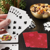 Rode, roze, coole trendmatige, moderne sterrenbloe pokerkaarten (Insitu)