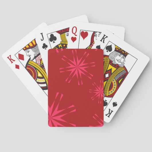 Rode, roze, coole trendmatige, moderne sterrenbloe pokerkaarten (Achterkant)