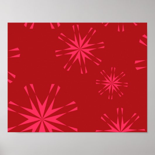 Rode, roze, coole trendmatige, moderne sterrenbloe poster (Voorkant)