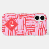 Rode Roze Curve Golflijn Abstract Moderne Meisje Case-Mate iPhone Case (Achterkant (horizontaal))