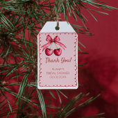 Rode Roze Cute Strik Kers op de Top Bruidsdouche Cadeaulabel