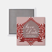 Rode Roze Datum Trouwmagneet Magneet (Voorkant / Achterkant)