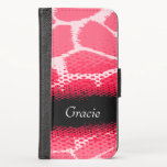 Rode roze dierlijke afdruk met de naam meisjes hoe<br><div class="desc">Helder hoesje met een vlekkenje in zwart en rood roze huiden. Pas dit object aan met je voornaam. Dit voorbeeld leest momenteel: Gracie. Dit originele patroon van Sarah Trett is gebaseerd op het patroon dat gevonden is op een giraffe met een halftone-moiré puntopening.</div>