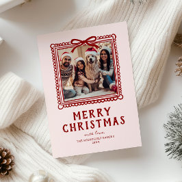 Rode Roze Doodle Foto Lijst Kerst Feestdagenkaart