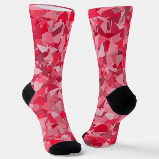 Rode Roze Driehoek Patroon Sokken (Gebogen)