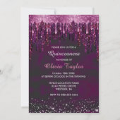 Rode roze druppels glitterballonnen Quinceanera Kaart (Achterkant)