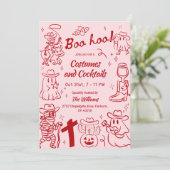 Rode Roze Eigenzinnige Hand Getrokken Cowboy Hallo Kaart (Staand voorkant)