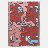 Rode, roze en blauwe bloemen Abstract Deken (Voorkant Verticaal)
