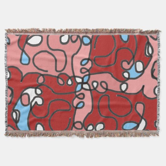 Rode, roze en blauwe bloemen Abstract Deken (Voorkant)
