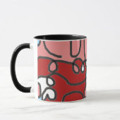 Rode, roze en blauwe bloemen Abstract Mok (Links)