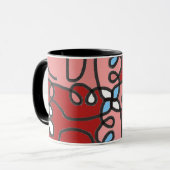 Rode, roze en blauwe bloemen Abstract Mok (Voorkant links)