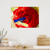 Rode roze en blauwe vogel poster (Keuken)