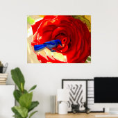 Rode roze en blauwe vogel poster (Thuiskantoor)
