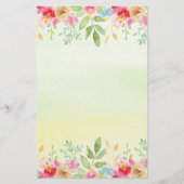  rode roze en blauwe Waterverf bloemen Briefpapier (Voorkant)