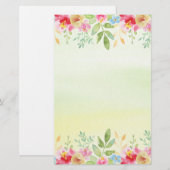  rode roze en blauwe Waterverf bloemen Briefpapier (Voorkant / Achterkant)