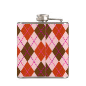 Rode Roze en Bruine Argyle Patroon Monogram Heupfles (Achterkant)