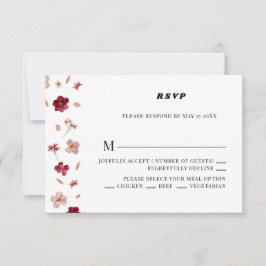 Rode Roze en Crème, Bloemen Wedding RSVP