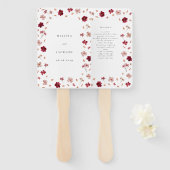 Rode Roze en Crème, bloemenbruiloftsprogramma Handwaaier (Voorkant en achterkant)