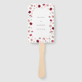 Rode Roze en Crème, bloemenbruiloftsprogramma Handwaaier (Voorkant)