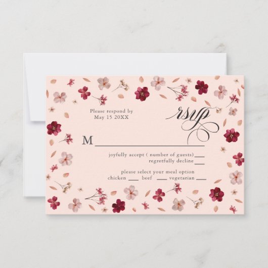 Rode Roze en Crème, florale Respons Kaart (Voorkant)