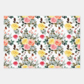 Rode roze en gele waterverf roos inpakpapier vel (Voorkant 2)