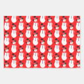 Rode Roze en Grijze Sneeuwman Inpakpapier Vel (Voorkant 3)