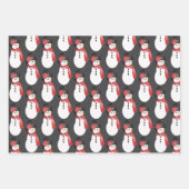 Rode Roze en Grijze Sneeuwman Inpakpapier Vel (Voorkant 2)