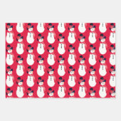 Rode Roze en Grijze Sneeuwman Inpakpapier Vel (Voorkant)