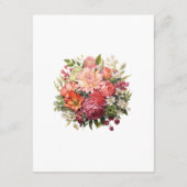 Rode, Roze en Groene Bloemen Bruiloft Gast Details Informatiekaartje (Achterkant)