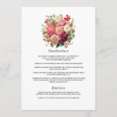 Rode, Roze en Groene Bloemige Bruiloft Menu (Achterkant)