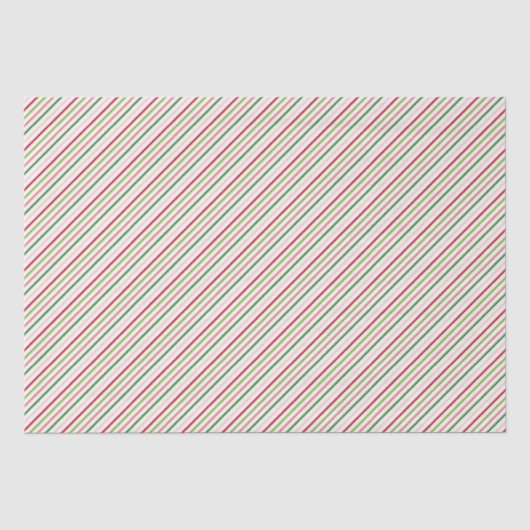 Rode, roze en groene strepen kerstpatroon tissuepapier (Voorkant)