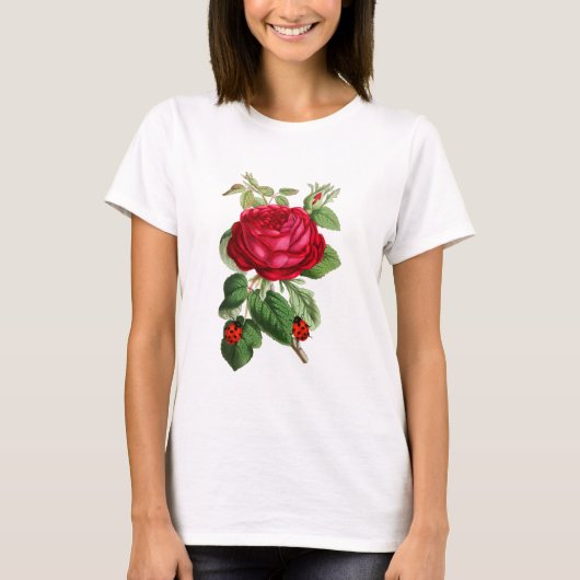  rode roze en ladybugs t-shirt (Voorkant)