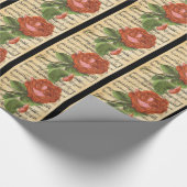  rode roze en muziek cadeaupapier (Hoek)
