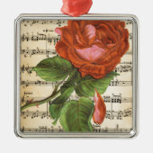  rode roze en muziek metalen ornament (Voorkant)