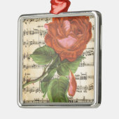  rode roze en muziek metalen ornament (Links)