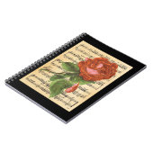  rode roze en muziek notitieboek (Linkerzijde)