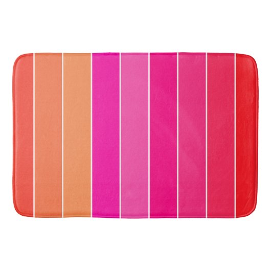 Rode, roze en Oranje strepen Badmat (Voorkant)
