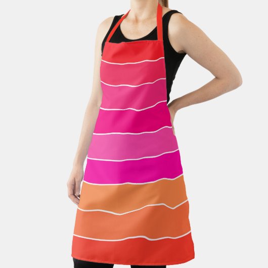 Rode, roze en Oranje strepen Schort (Insitu)