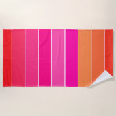 Rode, roze en Oranje strepen Strandlaken (Voorkant)